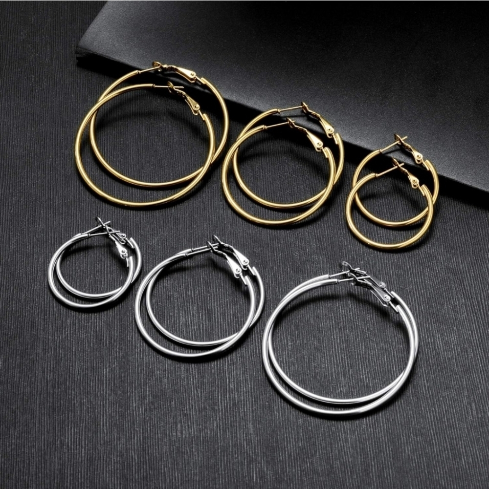 Elegant Gold and Silver Hoop Earrings Set